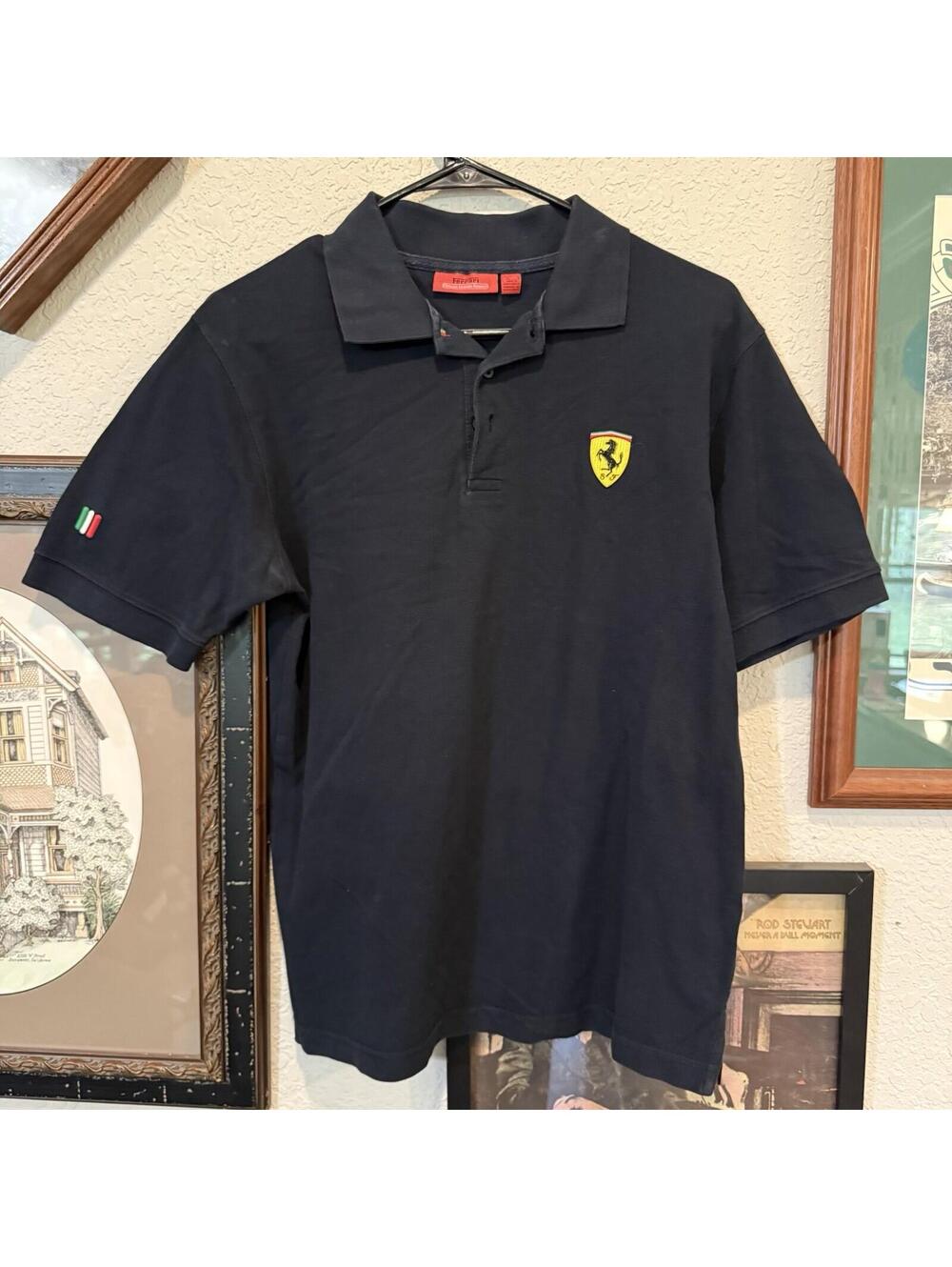 Vintage 90s Scuderia Ferrari Polo‎ Shirt Men’s XS Black Short Sleeve Logo Racing